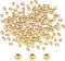 PH PandaHall 300pcs 4mm 14K Gold Plated Beads Mini Round Jewelry Beads Waist Loose Bead Smooth Metal Brass Bead for Friendship Bracelet Bikini Bel...