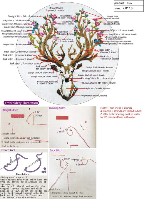 Maydear Stamped Embroidery Kit for Beginners with Pattern, Cross Stitch kit, Embroidery Starter Kit Including Embroidery Hoop, Color Threads and E...