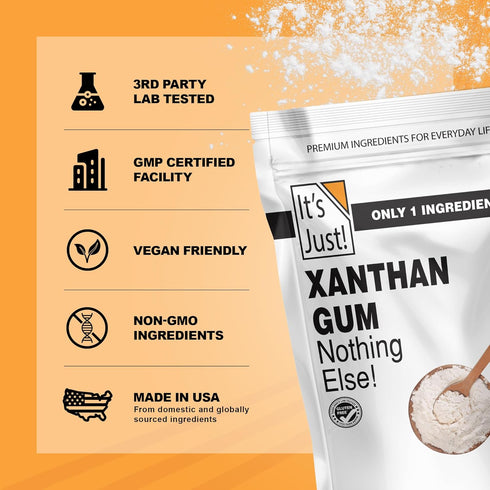 It's Just - Xanthan Gum, 8oz, Batch Tested Gluten Free, Keto Baking, Non-GMO, Thickener for Sauces, Soups, Dressings, Packaged in USA...