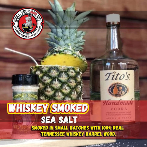 Whiskey Smoked Sea Salt by Grill Your As Off - BBQ Rub - Award Winning BBQ & Grill Seasoning for Beef, Steak, Burgers, Pork & Chicken - MSG & Glut...