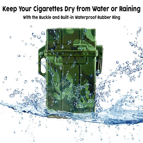 Skywin Waterproof Cigarette Case with Lighter - Airtight Cigarette Dry Box with Rechargeable Lighter - Dry Cigarette Case Protects Cigarettes from...