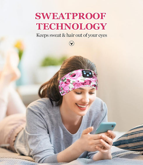 Sleeping Headphones Bluetooth Headband, Sleep Headphones Headband Soft Elastic Cozy Headband Headphones, Sleep Headband for Women Men Teenager Chr...