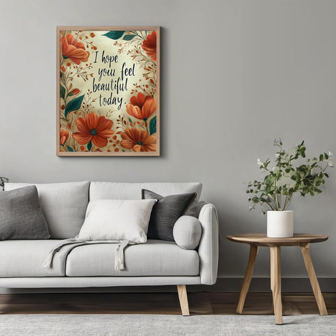 Posterizer 1 pcs-i hope you feel beautiful-sweet saying with pretty flowers-Motivational & Inspirational Art-Typography Art-Decor for Home & Offic...