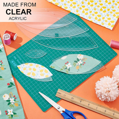 BENECREAT 6PCS Leaf Quilting Templates Set, 1" 2" 3" 4" 5" 6" Transparent Acrylic Quilting Rulers Templates 2.5mm Thick Stencils for Woodworking, ...