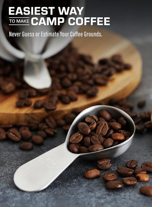 COLETTI Coffee Scoop Pack of 2 - Tablespoon Scoop - Stainless Steel Short Handle For Measuring Ground Coffee, Sugar and Baking (1 and 2 TBSP)...