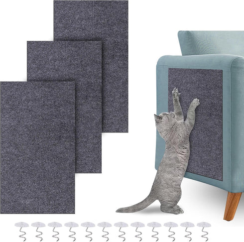 DIY Climbing Cat Scratcher Mat,3 Pack Trimmable Self Adhesive Cat Scratching Pads,23.6"X11.7"Cat Scratching Protector Board for Couch Furniture Wa...