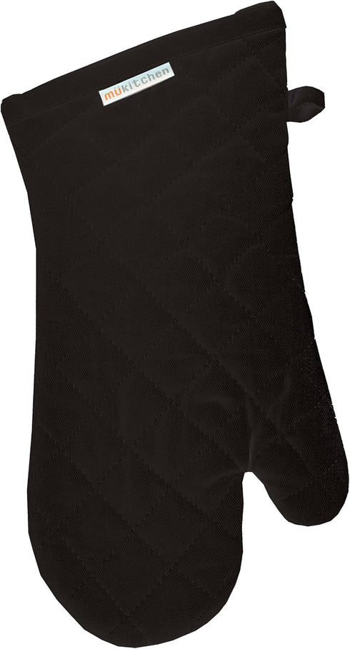 MÜkitchen MÜmitt Classic Herringbone Cotton Oven Mitt | Heat Resistant and Durable for Cooking and Baking (Onyx)...