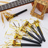 Skylety 18 Pcs Party Blower Noisemakers Party Squawkers Blowouts Whistles Fringed Noise Maker Gold Musical Blowouts for Halloween Christmas New Ye...