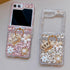 Samsung Galaxy Z Flip 5 Glitter Case with Hinge Protection Ring Holder,Cute Luxury 3D Crown Crystal Rhinestone Diamond Gems Bling Sparkle Shiny Wo...