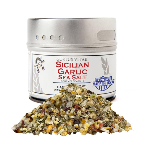 Sicilian Garlic Seasoning | All Natural | Non GMO | 1.8 oz (51 g) | Gourmet Spice Mix | Small Batch | Artisanal Rub | Seasoning Pack | Magnetic Ti...