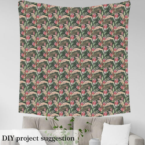 Tropical Palm Leaves Fabric by The Yard,Watercolor Flowers Botanical Indoor Outdoor Fabric,Summer Wild Plants Waterproof Fabric,Farmhouse Style Ga...