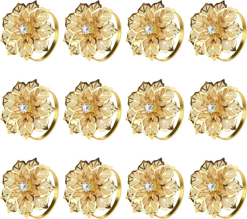 KPOSIYA Set of 20 Napkin Rings, Metal Gold Hollow Out Flower Napkin Ring Holder for Wedding Party Holiday Banquet Christmas Dinner Delicate Servie...