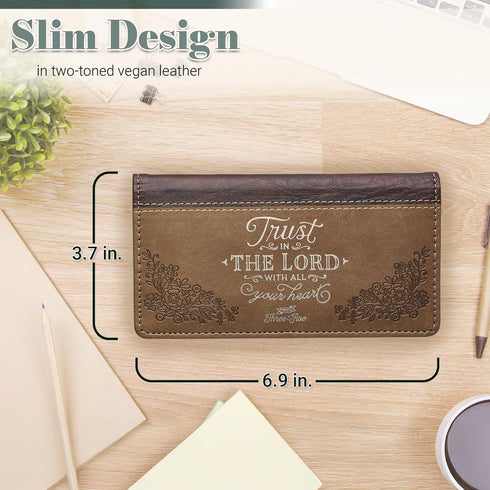 Christian Art Gifts Inspirational Vegan Leather Checkbook Cover for Women & Men: Trust in The Lord Encouraging Scripture, Money Holder Duplicate C...