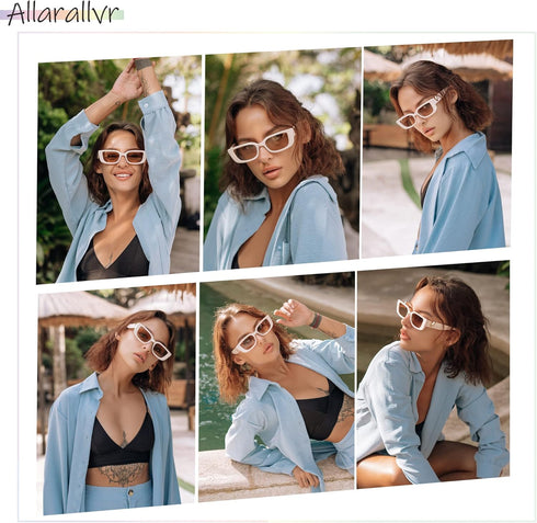 Allarallvr Rectangle Sunglasses for Women 90s Retro Trendy Y2K Classical Vintage Square Shades AR82037...