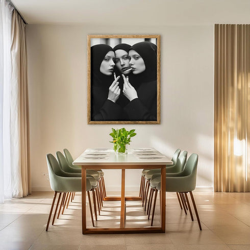 Posterizer 1 pcs-black and white photo art-nuns smoking cigarettes 2-Photography Art-Retro Art-Decorations for Bedroom, Office, Living Room - unfr...