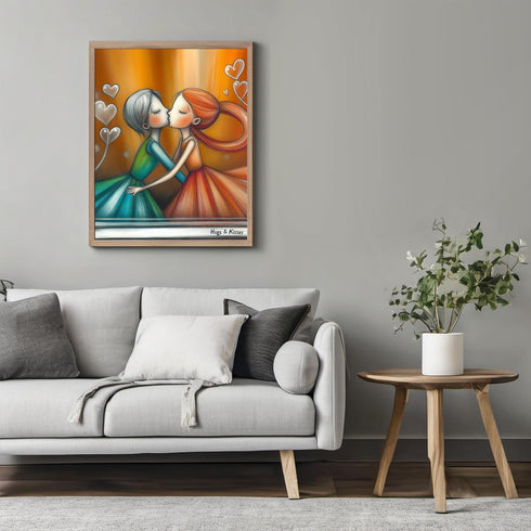 Posterizer 1 pcs-hugs and kisses-sweet couple's art-Valentine's day inspired -2-Romantic Art-Holiday Poster-Gift for Couples boyfriend girlfriend ...