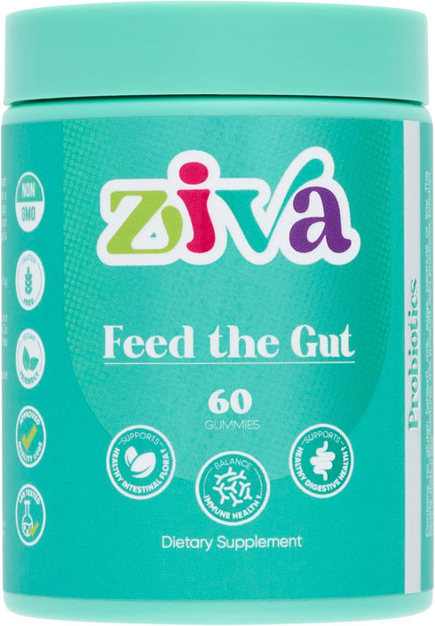 ZIVA Gummies - Feed The Gut Probiotics - Digestive Health Gummies - Probiotics for Adults, Women, and Men - 60 Gummies...