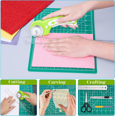 Rotary Cutter Set, Audab Self Healing Sewing Mats Rotary Cutter and Mat 45mm Rotary Fabric Cutter Set with 2 Blades Rotary Cutting Mat for Crafts ...