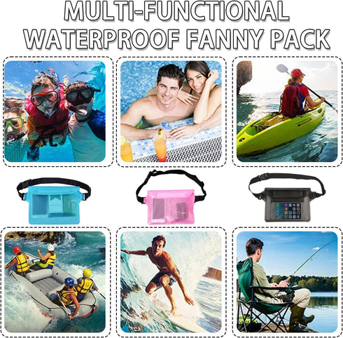 Waterproof Bag with Waist Strap (2 Pack),Waterproof Phone Pouch,Waterproof Fanny Pack for Women,Waterproof Dry Bags,Water Proof Bag Wallet Case fo...