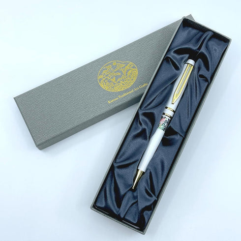 Inlay Mother of Pearl Design Handmade Ballpoint Pen Retractable Executive Gift Deluxe Rollerball Point Black Ink (White)...