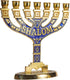 JL Kippha's Gold Jerusalem Candle Holder Decorative Judaica 7 Branch Shalom Israel Menorah Jewish Festival 10x10cm...