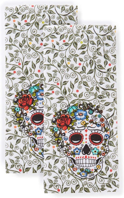 Fiesta Skull & Vine Kitchen Towel Set, Multi, 2 Piece...