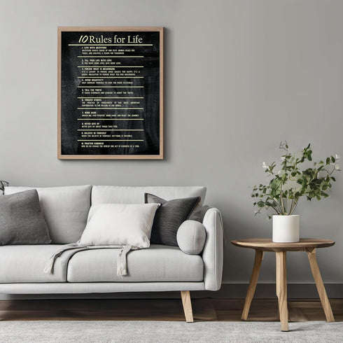 Posterizer 1 pcs-10 rules for life-daily encouraging reminders-Motivational & Inspirational Art-Workplace & Office Art-Decor for Home & Office- UN...