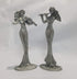 SEHAMANO Set of 2 Girls Playing Violin and Flute Figurine, Metal Sculpture Accent Piece, Ornament, Old-Fashioned Decorative Object for Home, Offic...