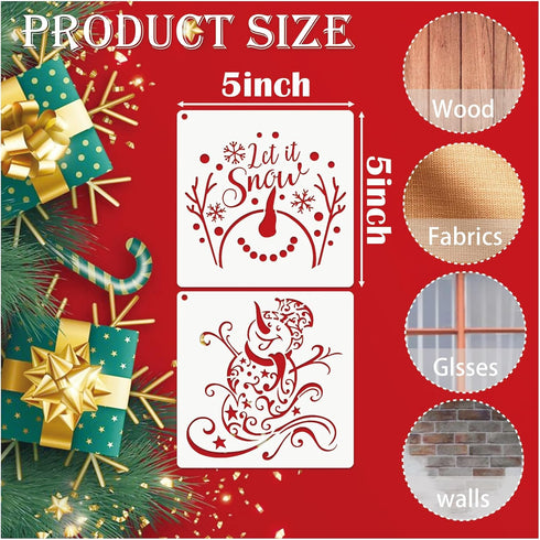 20 Pieces Christmas Snowflake Stencil Reusable Stencils Plastic Let it Snow Holiday Stencils for Window Glass DIY Crafts Wall Doormat Wood (20 Sno...