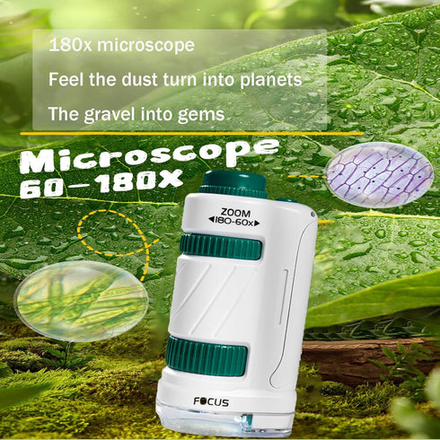 Minilabsters™ Miniscope Kids,60x-180x Led Lighted Pocket Microscope,Pocket Microscope for Kids (Green)...