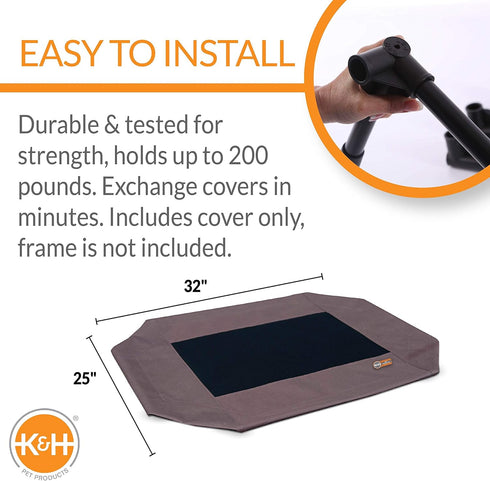 K&H Pet Products Original Pet Cot Replacement Cover (Cot Sold Separately) - Chocolate/Black Mesh, Medium 25 X 32 Inches...