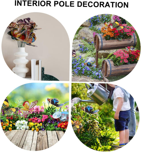 Flower Decor 24pcs Butterfly Garden Decoration Beautiful Decoration Metal Stakes Outdoor Garden Stakes Metal Lawn Ornaments Windmill Decor Foot Ha...