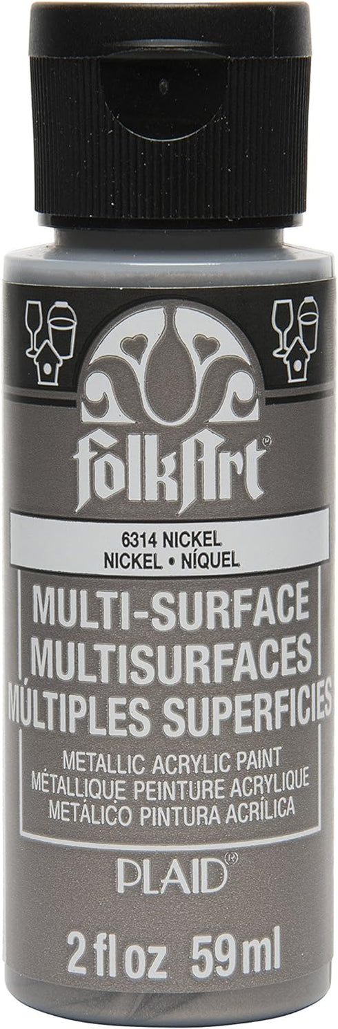 FolkArt Multi-Surface Metallic Paint in Assorted Colors (2 oz), Metallic Nickel...