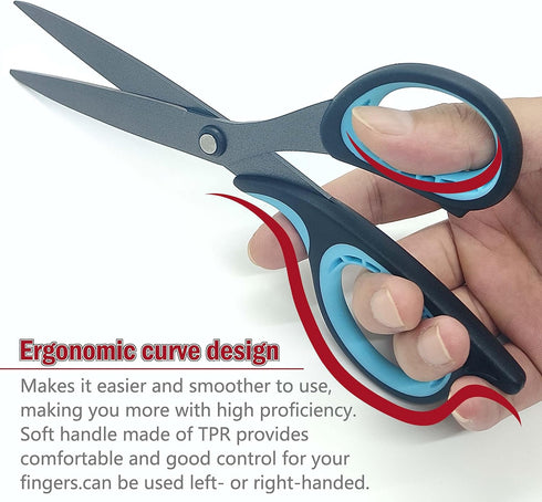 Scissors for office SNOWSULL Stainless Steel scissors all purpose 8.5" sewing scissors teflon coated Yarn Thread Cutter Small scissors (Red)...