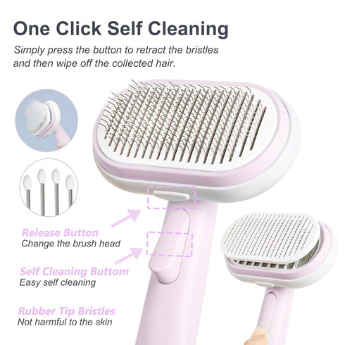 5 IN 1 Pet Grooming Brush Kit,Dog&Cat Self Cleaning Slicker Brush for Shedding.Dematting&Deshedding Dog Brush,Cat Hair Brush,Suitable for Small&La...