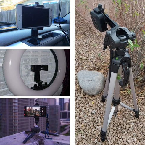 Universal Smartphone Cell Phone Mount Holder Adapter for Tripods or Stands with Standard 1/4 Inch Mount Screw, can Rotates Vertically and Horizont...