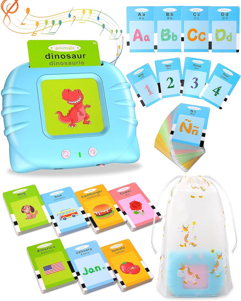 Spanish & English Talking Flash Cards for Toddlers 2-4 Years Old, Autism Toys, Speech Therapy Toys, Educational Learning Flash Cards for Boys and ...