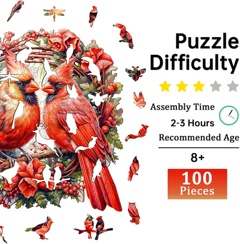 Wooden Puzzles for Adults, Cardinal Wooden Jigsaw Puzzles for Adults, Wood Puzzles Adult, Unique Animal Shape Wood Cut Puzzles, Birthday Gifts for...