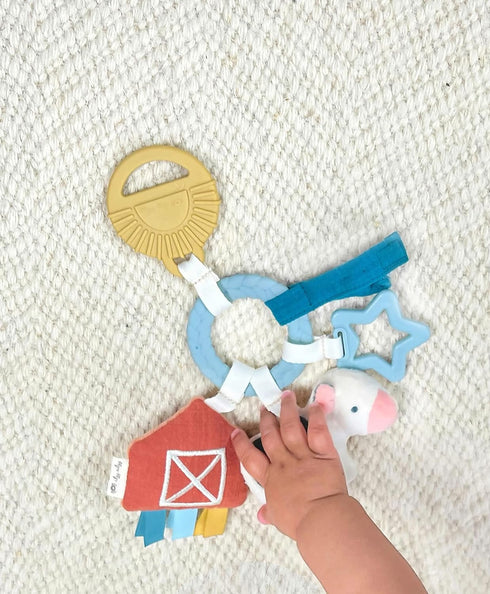 Itzy Ritzy Farm Toy Gift Set - Includes Cow Lovey & Farm-Themed Car Seat and Stroller Toy...