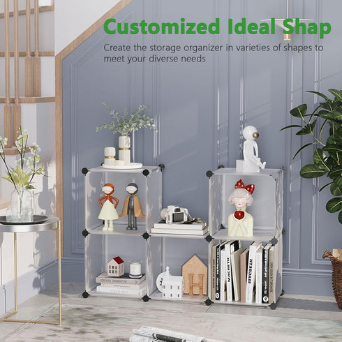 C&AHOME Cube Storage Organizer, 6-Cube Shelves Units, Closet Cabinet, DIY Plastic Modular Book Shelf, Ideal for Bedroom, Living Room, Office, 36.6...