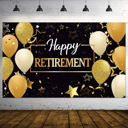 Blulu Retirement Party Decorations, Extra Large Fabric Retire Sign Banner Photo Booth Backdrop Background with Rope for Retirement Party Favor(70....