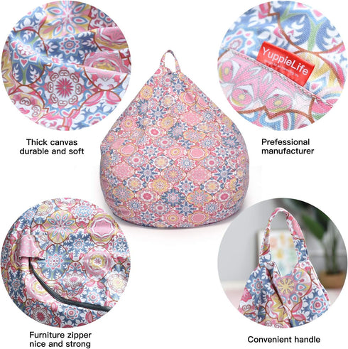YuppieLife Kids Storage Bean Bag Cover?No Filling? Toy Organizer|Carrying Handle Sofa|Available for Kids and Teenager|Cuddle Chair|Machine Washabl...