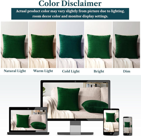 PAVILIA Emerald Green Throw Pillow Covers 18x18 Set of 2, Decorative Pillow Cases for Bed Sofa Couch, Boho Aesthetic Accent Decor Cushion Bedroom ...