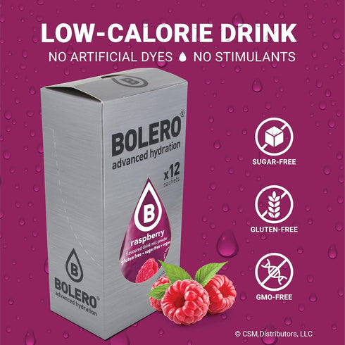 Bolero- Sugar Free Drink Mix Packets Raspberry Fruit Flavors | Powdered Flavored Water Packets | 36 Small Sachet On The Go Packets...