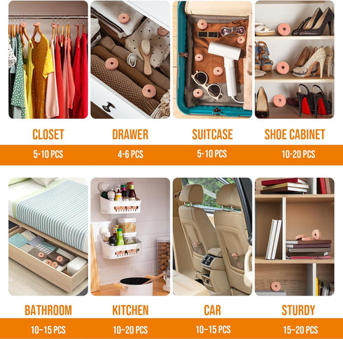 ACMETOP 24 Pack Cedar Blocks for Clothes Storage, 100% Natural Cedar Rings, Cedar Chips for Closets Storages, Cedar Balls Hangers for Wardrobes Cl...