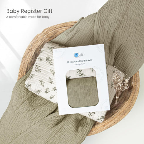 Baby Muslin Swaddle Blankets: Soft Receiving Blanket for Newborn - Cotton Swaddling Blanket for Neutral 2Pack(Leaf Autumn)...