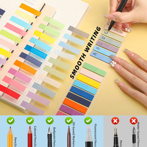 2800-Pcs Sticky/Book Tabs, Writable Morandi Translucent Book Markers Sticky Note Tabs, Repositionable Book Flags Strip, Post It Notes, Book Annota...