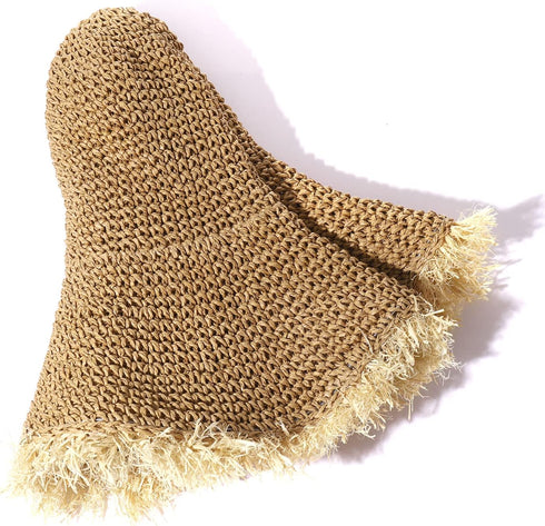 XOCARTIGE Sun Hats Women Straw Hats Wide Brim Summer Beach Hats Foldable Fringed Floppy Fedora Hats Summer Vacation Accessory...