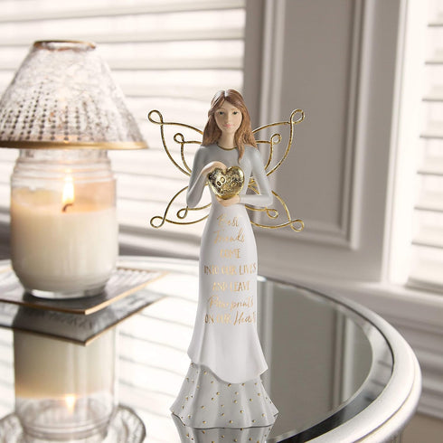Pavilion - Best Friends Come Into Our Lives and Leave Paw Prints On Our Hearts - 7.5 Inch White & Gold in Memory of Pet Angel Figurine...