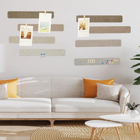 8Pcs Bulletin Board Strips, Camel-Brown Felt Pin Board Bar Strips with 50 Pushpins, Self-Adhesive Felt Cork Board Strips for Wall to Display Your ...